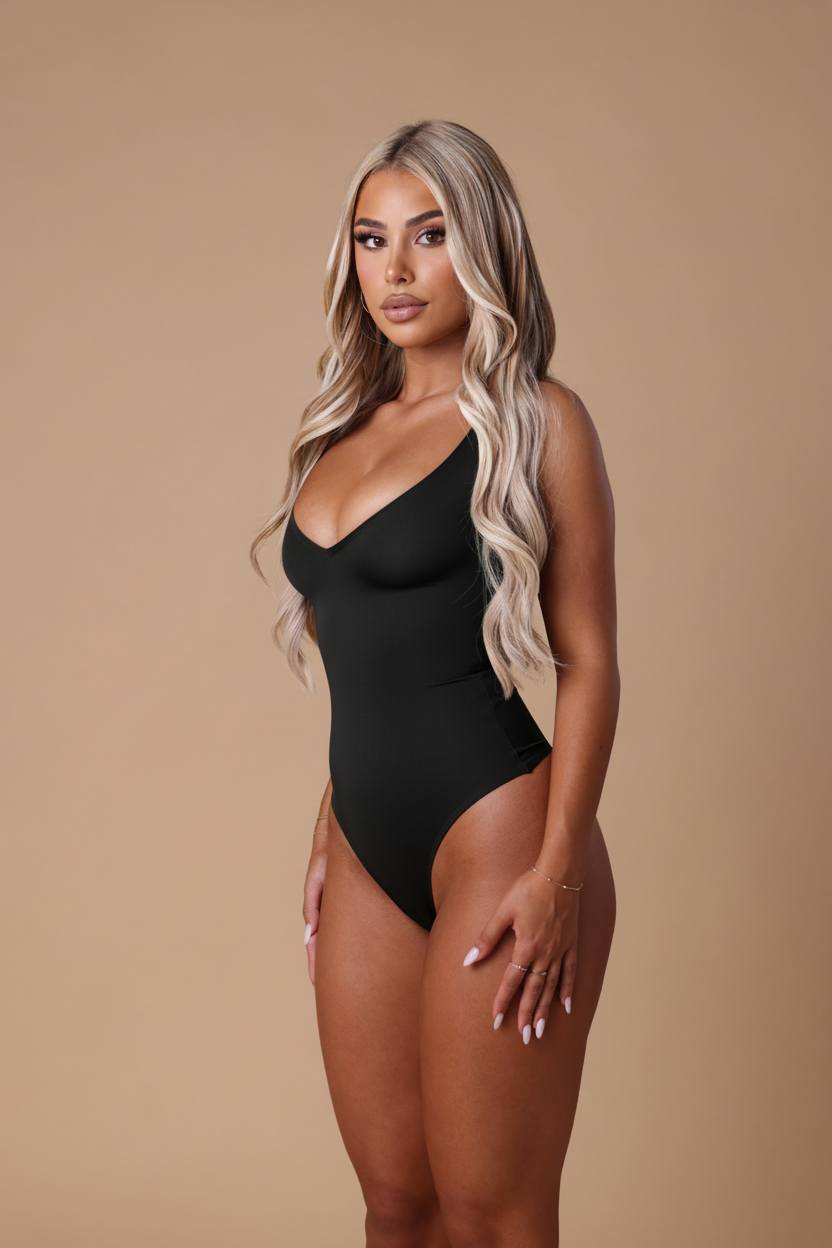 V-Neck Seamless Thong Bodysuit